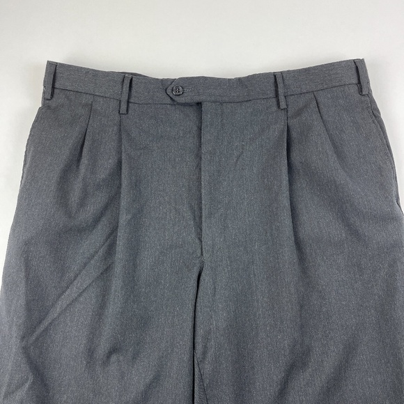 Jos A Bank Mens Dress Pants Pleated Charcoal Gray - Picture 3 of 9